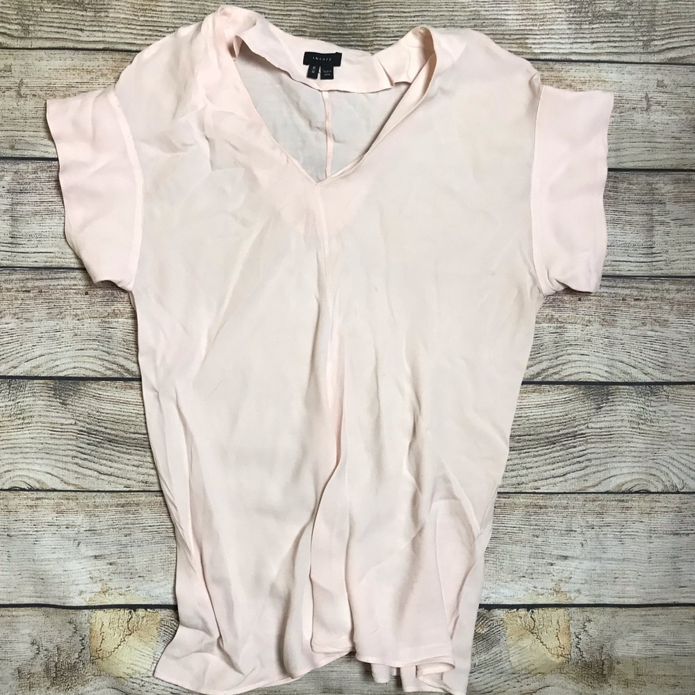 Theory Staple Minimalistic Office Pale Pink Blouse